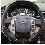 Must kunstnahast k&auml;sitsi &otilde;mmeldud auto rooliratta kate Land Rover Freelander 2 2007 2008 2009 2010 2011 2012-2018 jaoks White round gray