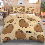 Kapibaara voodipesu lastele Tekikate &uuml;hekohaline lukuga Pehme h&uuml;poallergeenne mikrokiud Tekikate komplekt ja padjap&uuml;&uuml;rid EU Single 135*200cm/53x79in 3pcs
