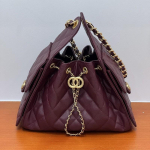 Ehtsa Nahast Hobo Kott Kaviari Tekstuuriga Matt Viimistlus Kett-Rihm Pingutusn&ouml;&ouml;r &Auml;mbri Kuju Naistele Igap&auml;evaseks Kasutamiseks 26cm Large Burgundy Double Circle Strap