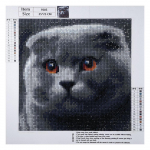 Huacan Grey Cat 5D DIY Teemantmaal Ristpistes Rhinestone Mosaiic Dekoratsioon 25*25 cm