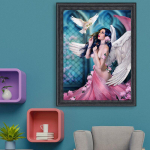 Teemantmaaling Ingel ja rahutuvi Tee isetehtud Rubiku kuubik Teemanttikandid Kingitus Teemantseinakunst 20X30CM