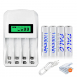 PALO 4 pesaga LCD-ekraan nutikas laadija AA AAA aku jaoks + 4 tk AA 3000 mAh nimh laetav aku US plug