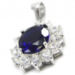 Les Tr&eacute;sors De Lily [I3602] - Pendentif argent 'Victorina' saphir blanc argent&eacute; (rhodi&eacute;) - 20x17 mm sinine