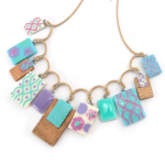 NOA [K0187] - Collier Cr&eacute;ateur 'Bora Bora' turquoise mauve t&uuml;rkiissinine