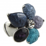 Les Tr&eacute;sors De Lily [P8385] - Bague Cr&eacute;ateur 'Acapulco' bleu argent&eacute; (fleur) - 30x30 mm sinine