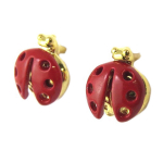 7bis [Q1361] - Boucles artisanales 'Coccinelle' rouge dor&eacute; - 7x6 mm punane