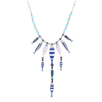 Les Tr&eacute;sors De Lily [Q5809] - Collier cr&eacute;ateur 'Lilipoupettes' (sardines) bleu argent&eacute; - 12. 5 cm sinine