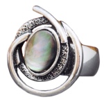Les Tr&eacute;sors De Lily [Q8788] - Bague Cr&eacute;ateur 'Acapulco' nacre argent&eacute; - 28x28 mm hall