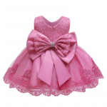 YUBAOBEI Beebiprintsess T&uuml;drukute Kleit Varrukateta Pitsist Bow Tutu Pulmapeo Ristimiskleit Lastele 2&ndash;6 aastat 2T roosa roosa v&auml;rv