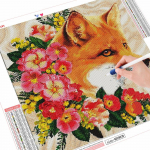 Teemantmaal Rebane t&auml;isruudukujuline &uuml;mmargune n&auml;put&ouml;&ouml; Teemanttikandid Loom Mosaiik Lill Pilt kivist seinakunstist Full Round （30x30CM）