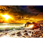 5D DIY Teemantmaal P&auml;ikeseloojang Meremaastik Videvikus T&auml;isruudukujuline Teemant Kodukaunistus Maalimine Ristpistekomplekt Rhinestone tikandid Full Round 20X30CM punane