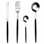 Korea 4 tk kuninglik must s&ouml;&ouml;giriistade komplekt &otilde;htus&ouml;&ouml;gi nuga teelusika kahvli komplektid 18/10 roostevabast terasest h&otilde;ben&otilde;ud l&auml;&auml;ne kullast s&ouml;&ouml;giriistad