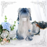 Long Ombre v&auml;rviline s&uuml;nteetiline Cosplay Lolita Harajuku parukas tukkidega Naturaalsed lainelised parukad Roosad lillad sinised igap&auml;evased parukad