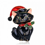 Blucome Christmas White Black Cat Shape Anime prossid naistele Meeste kampsun Hijab Pins must