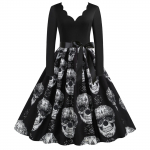Halloween Slim Fit Skull Print Big Swing Kleit Naiste s&uuml;gistalvised riided L