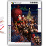 5D Teemantmaali J&otilde;ulupuu J&otilde;uluvana Lumemees Ristpistes Teemanttikandid Mosaiik Full Round 20X30CM