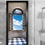 Akna v&auml;lisukse kleebis elutuppa Magamistoa DIY Isekleepuv tapeet Kodusisustus Ukseplakat Renoveerimine Lihtne kleepida 90x200cm(cut 2 pcs)