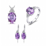 S925 Sterling h&otilde;be ehted plaatinaga kaetud violetse v&auml;rviga Treasure Euroopa ilus&otilde;rmus kaelakee k&otilde;rvar&otilde;nga ehete komplekt