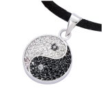 Les Tr&eacute;sors De Lily [R1666] &ndash; h&otilde;bedane ripats 'Yin Yang' must h&otilde;bevalge (roodiumiga kaetud) - 15 mm must