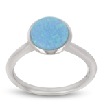 Bague Argent 'D&eacute;esse Opale' bleu argent&eacute; (rhodi&eacute;) - 9 mm 60 sinine