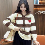 Korea kampsun triibuline kudum s&uuml;gis-talvise avara ja mitmek&uuml;lgse merev&auml;rvi kraega n&ouml;&ouml;riga pikkade varrukatega pullover naiste kampsun One Size must
