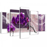Viieosalise pildiga l&otilde;uendiprint Orchid Violet Abstract 100x70 lilla