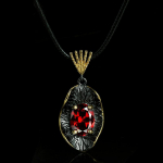 Luksuslik AAAA punane suur tsirkoonist ripats, mood must kullast ehted, ebakorrap&auml;rase ovaalse kujuga ripats naistele kaelakee jaoks must