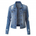 (SU)Naiste vabaaja mood Teksajakk Jean Coat Bead Outwear Mantel S sinine