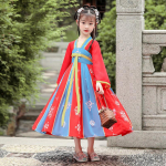 T&uuml;druk Hanfu iidne kost&uuml;&uuml;m lapsed Hiina stiilis v&auml;ikese t&uuml;druku kleit Tang kleit printsessi seelik rahvariided lapsed S