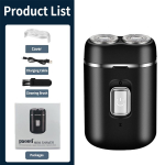 Kaasaskantav meeste elektriline habemel&otilde;ikur, laetav veekindel habemenuga kahepealine ujuv juuksel&otilde;ikur must