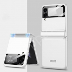 Magnetilise adsorptsiooniga hingedega kaitse&uuml;mbris Samsung Galaxy Flip4 Z Flip 4 &uuml;li&otilde;hukesele mattk&otilde;vale plastkaanele objektiiviga Case Only valge