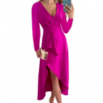 Trendikas peokleit s&uuml;gav V-kaelusega hingav pleekimisvastane L roosa punane v&auml;rv