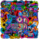 50 tk Raketi Neoon Lahedad Kleepsud Piiri&uuml;lene Neoon Gei Br&auml;ndi Kleepsud Pagasile Pudelile Veetopsile Mootorrattakleepsud