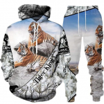 Uus Animal 3D Tiger Printed kapuuts + p&uuml;kste &uuml;likond lahe meeste/naiste 2 tk spordir&otilde;ivaste dressikomplekt s&uuml;gis- ja talve meeste riided S
