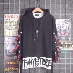 Meeste moodne Hipster Hip Hop Pullover Patchwork Taskuga kampsun, kapuuts XL must