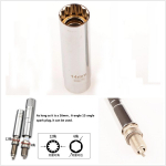 Auto kroomitud legeerterasest pikendatud versioon 65 mm s&uuml;&uuml;tek&uuml;&uuml;nla pesa mutriv&otilde;ti 3/8 14 mm