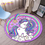 Multifilm Unicorn 3D Prinditud &uuml;mmargused matid Lastele Mugavad &uuml;mmargused vaibad M&auml;ng P&otilde;randamatid Roosad Unicorn Lilled Toolipadjad Vaibad 60cm