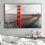 Maastik l&otilde;uendimaal San Francisco Golden Gate'i silla p&auml;ikeseloojangu plakatid ja tr&uuml;kised Sein Pilt Tuba Kodukaunistus Ilma raamita 20*40cm