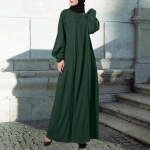Naiste Solid Dubai T&uuml;rgi Abaya Hijab moslemi volangidega kleit suvine s&uuml;gisene pikkade varrukatega maxi pikk kleit XXL