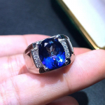SACE GEMS 10*12MM Tansaniit Sinine Topaas S&otilde;rmused Meestele 925 Sterling H&otilde;be Pulmapidu Peen Ehted Festival Open sinine