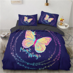 3D v&auml;rviline Butterfly voodipesukomplekt Butterfly Flower tekikott 2/3 t&uuml;kki Twin Super King kodu pehme ja kergesti puhastatav lukuga kodukaunistuse komplekt DE 100x135cm