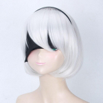 NieR:Automaat 2B YoRHa nr. 2 t&uuml;&uuml;pi B kangelanna l&uuml;hike h&otilde;bedane valge Bobo kuumakindel Cosplay kost&uuml;&uuml;miparukas (ei sisalda silmaplaastrit) 30CM h&otilde;be