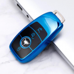 TPU auto kaugjuhtimispuldi v&otilde;tme&uuml;mbrise kate Mercedes Benz ACESG klassi GLC CLE CLA W177 W205 W213 W222 X167 AMG kaitsmehoidja jaoks sinine