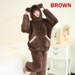 2tk/komplekt Naiste soojad pidžaamad Mugavad pehmed karu loomad armsad magamisriided M pruun