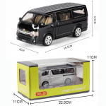 1:32 skaalaga Toyota Hiace MPV sulamist automudel, metallist m&auml;ngus&otilde;idukid, simulatsiooniheli ja valgusega automudel, kollektsiooni kingitus lastele 1/32-16x7x6.3cm must