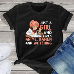 Jaapani Anime tr&uuml;kitud l&uuml;hikeste varrukatega T-s&auml;rk, must iga p&auml;ev naiste topp XS must
