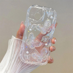 Luksuslik 3D Butterfly Pearl Glitter &uuml;mbris iPhone'ile 16 15 14 Plus 13 12 11 Pro Max X XR XS Max Armas l&auml;bipaistev pehme p&otilde;rutuskindel Girly kate iPhone XR