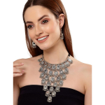 S&auml;rav Diva Fashion uusim stiilne traditsiooniline oks&uuml;deeritud h&otilde;bedast kaelakee komplekt naistele