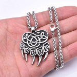 Meeste kaelakee Nordic Viking roostevabast terasest karu k&uuml;&uuml;nis hunt k&uuml;&uuml;nis ripats kaelakee ehted 50CM