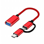 1 tk Adapterikaabel USB emas-mikro-USB isase konverteri adapter LM punane